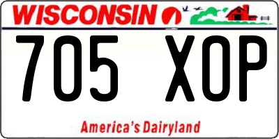 WI license plate 705XOP