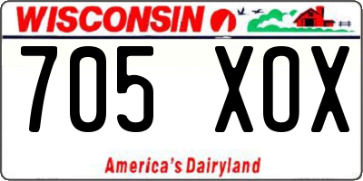 WI license plate 705XOX