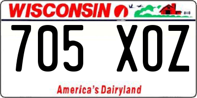 WI license plate 705XOZ