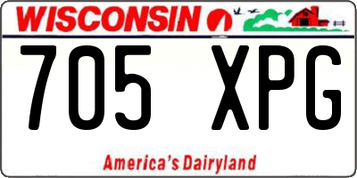 WI license plate 705XPG