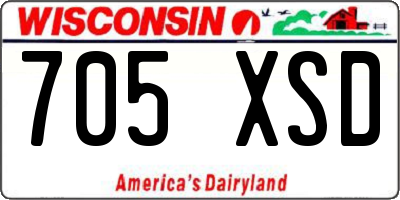 WI license plate 705XSD