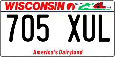 WI license plate 705XUL