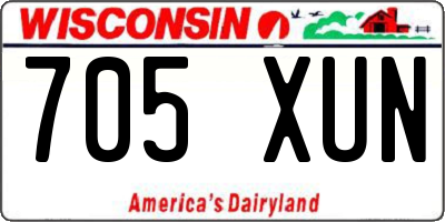 WI license plate 705XUN