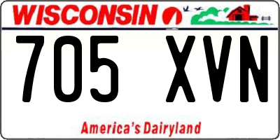 WI license plate 705XVN