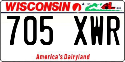 WI license plate 705XWR