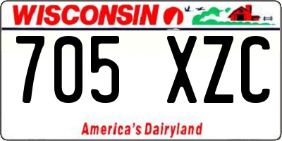 WI license plate 705XZC