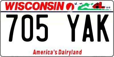 WI license plate 705YAK