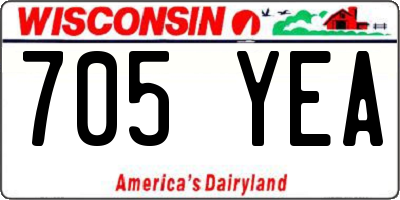 WI license plate 705YEA