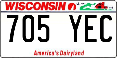 WI license plate 705YEC
