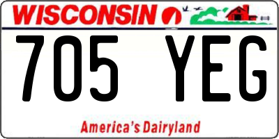 WI license plate 705YEG