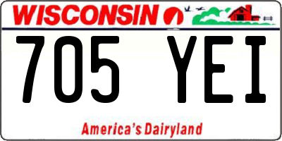 WI license plate 705YEI
