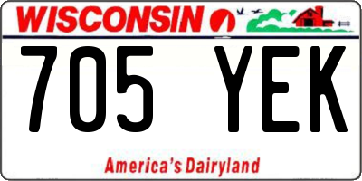 WI license plate 705YEK