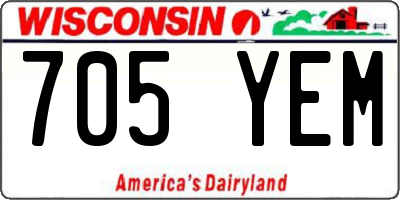 WI license plate 705YEM