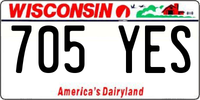 WI license plate 705YES