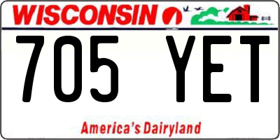 WI license plate 705YET