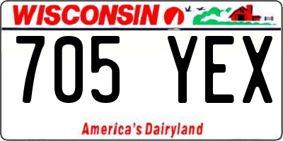 WI license plate 705YEX