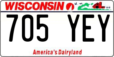 WI license plate 705YEY