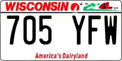 WI license plate 705YFW
