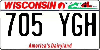 WI license plate 705YGH