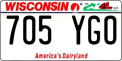WI license plate 705YGO