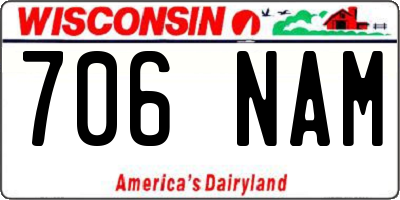 WI license plate 706NAM