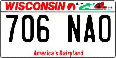 WI license plate 706NAO