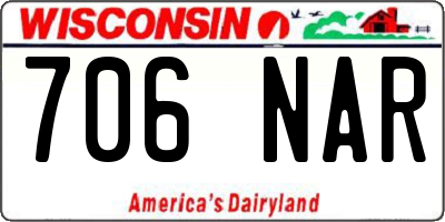 WI license plate 706NAR