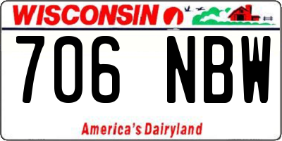 WI license plate 706NBW