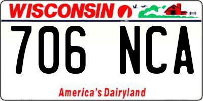 WI license plate 706NCA