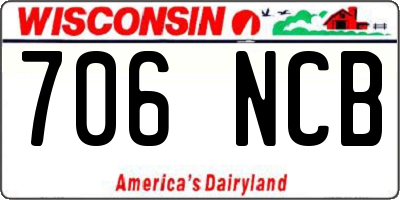 WI license plate 706NCB