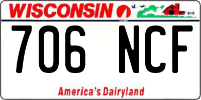 WI license plate 706NCF