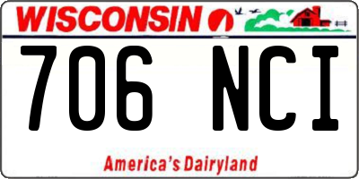 WI license plate 706NCI