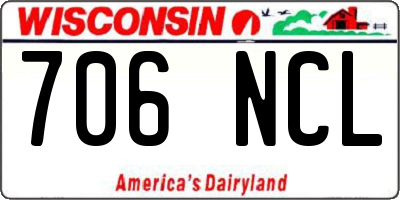 WI license plate 706NCL