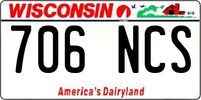 WI license plate 706NCS