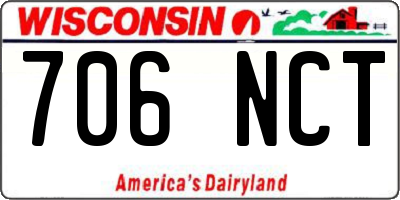 WI license plate 706NCT