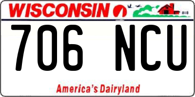 WI license plate 706NCU