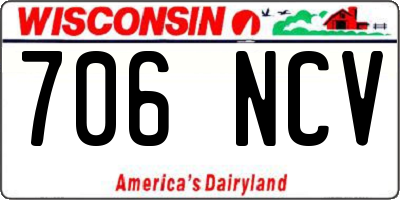 WI license plate 706NCV