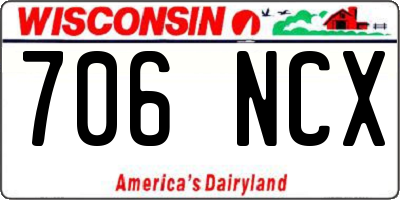 WI license plate 706NCX