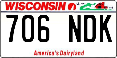 WI license plate 706NDK