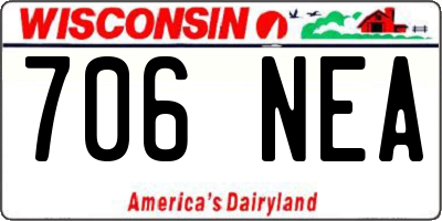 WI license plate 706NEA