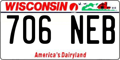 WI license plate 706NEB