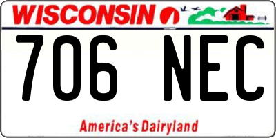 WI license plate 706NEC