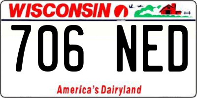 WI license plate 706NED
