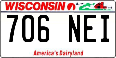 WI license plate 706NEI