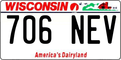 WI license plate 706NEV
