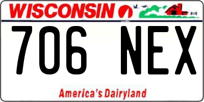 WI license plate 706NEX