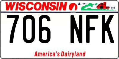 WI license plate 706NFK