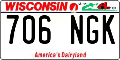 WI license plate 706NGK