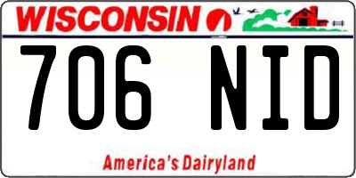WI license plate 706NID