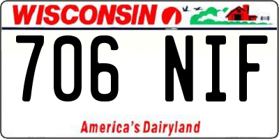 WI license plate 706NIF